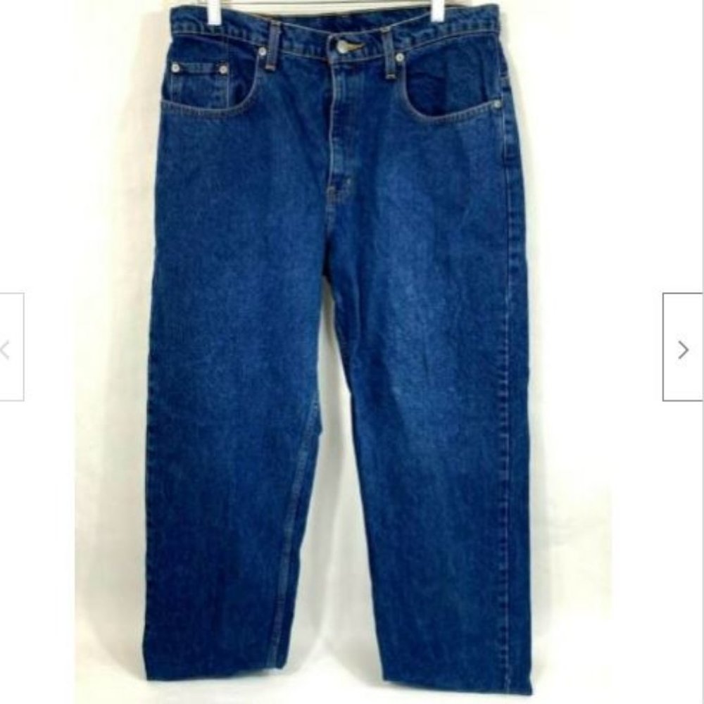 Vintage RL Polo By Ralph Lauren Men's Blue Size 34x32 Logo Zip 5 Pockets Jeans